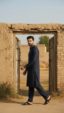 Ally's Navy Blue Wash & Wear Kurta Shalwar– Ready to Wear | MBA1