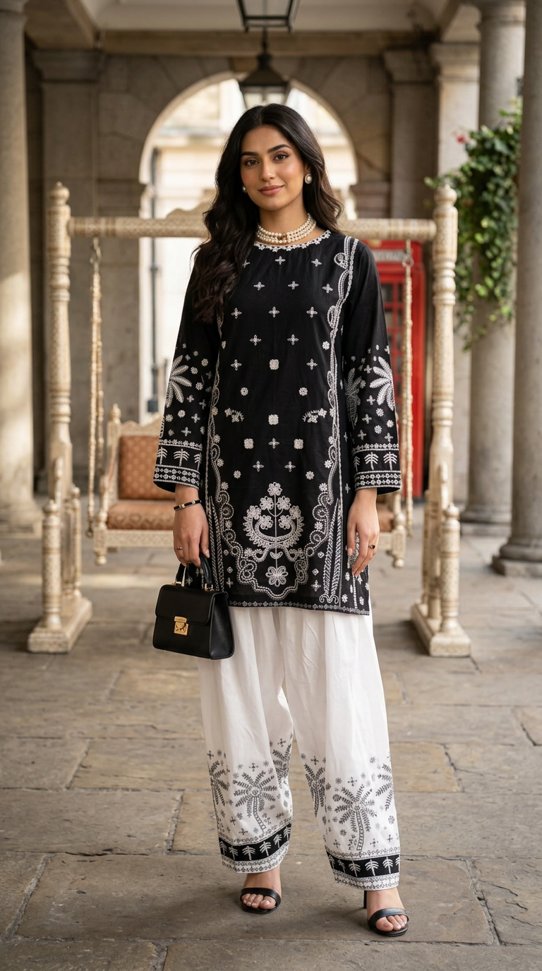 Zaiwa 2pc Embroidered Cotton Farshi Shalwar Suit – DZ2