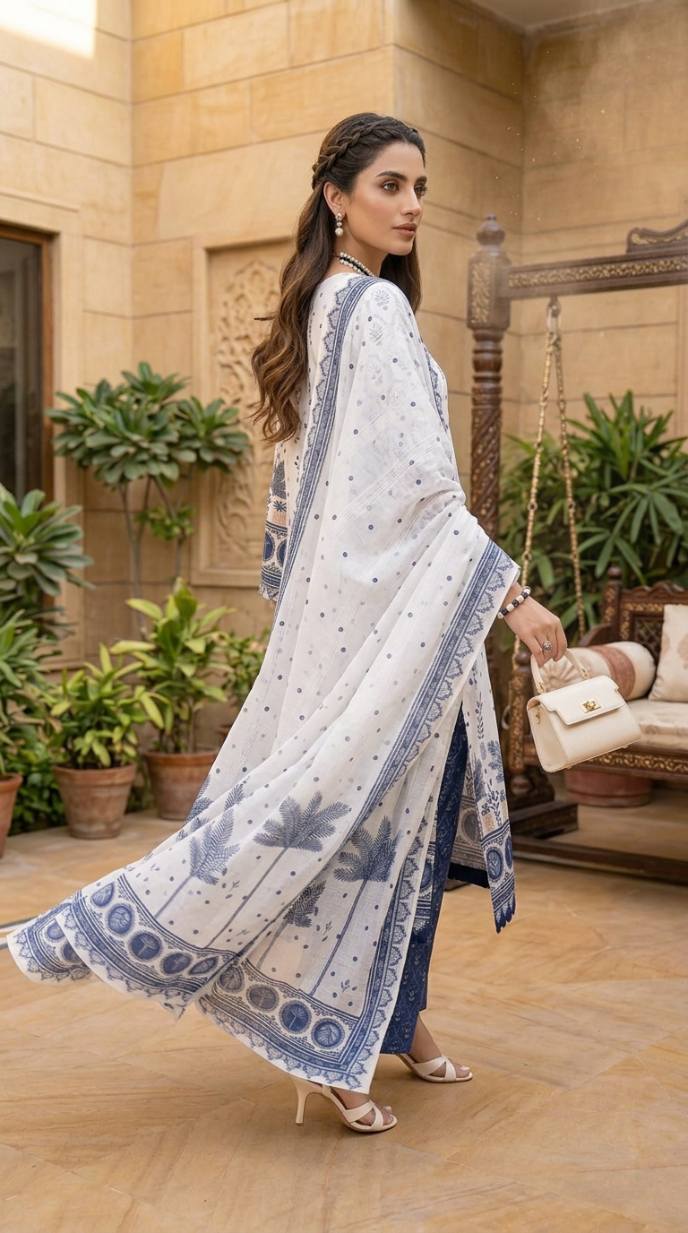 Impulse 3pc Printed Polyester Lawn Suit – IMP23