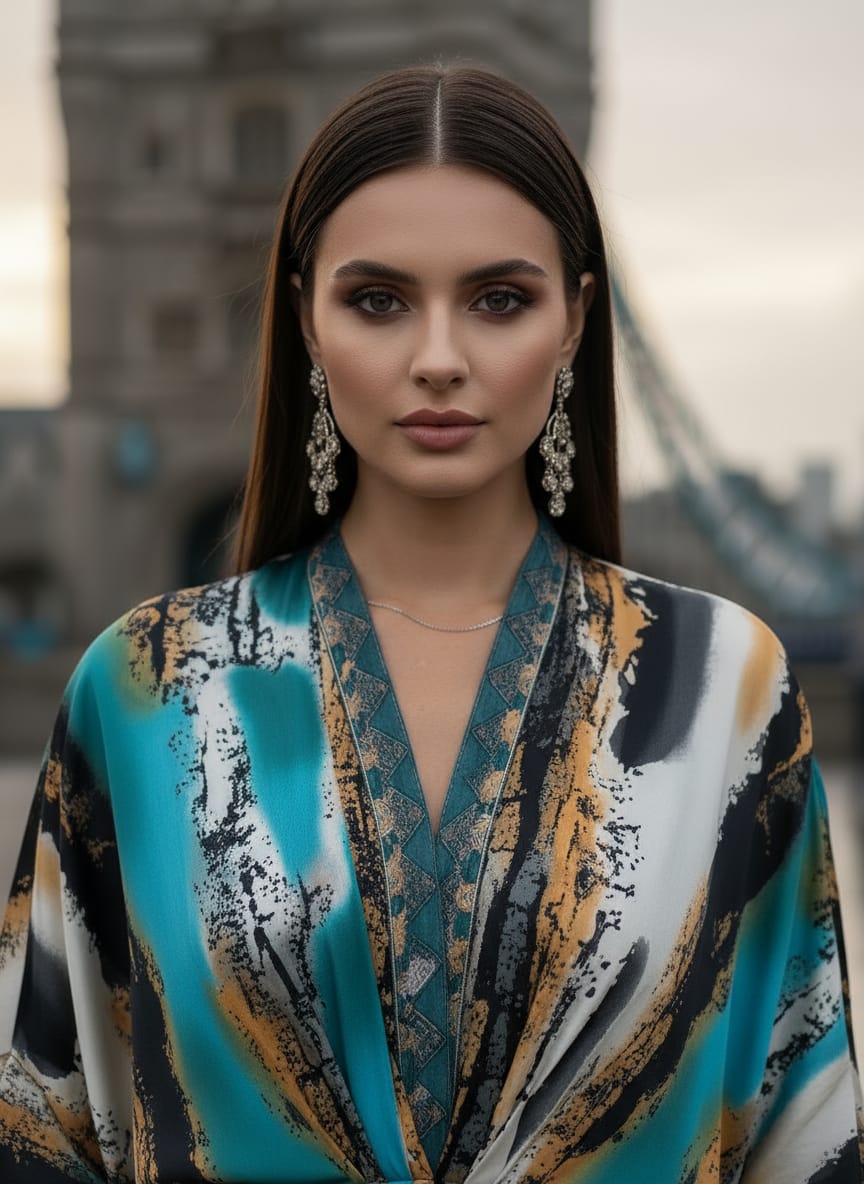 Zaiwa Embroidered Poly Silk Kaftan Ready-to-Wear ZWL19