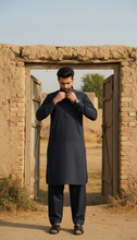 Ally's Navy Blue Wash & Wear Kurta Shalwar– Ready to Wear | MBA1