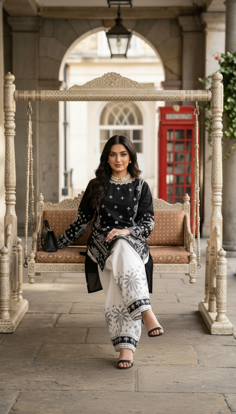 Zaiwa 2pc Embroidered Cotton Farshi Shalwar Suit – DZ2