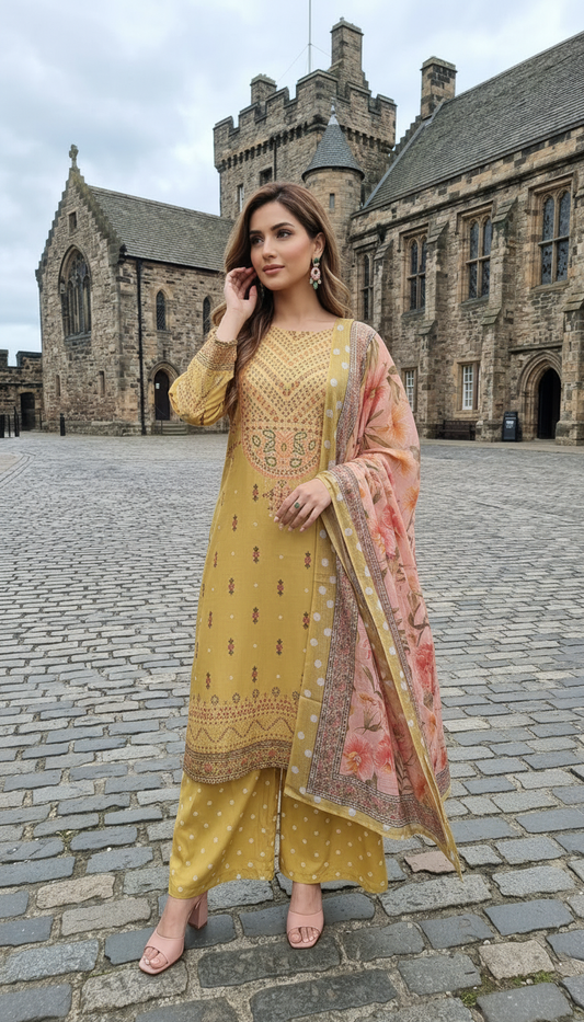Impulse 3pc Printed Polyester Lawn Suit – IMP24