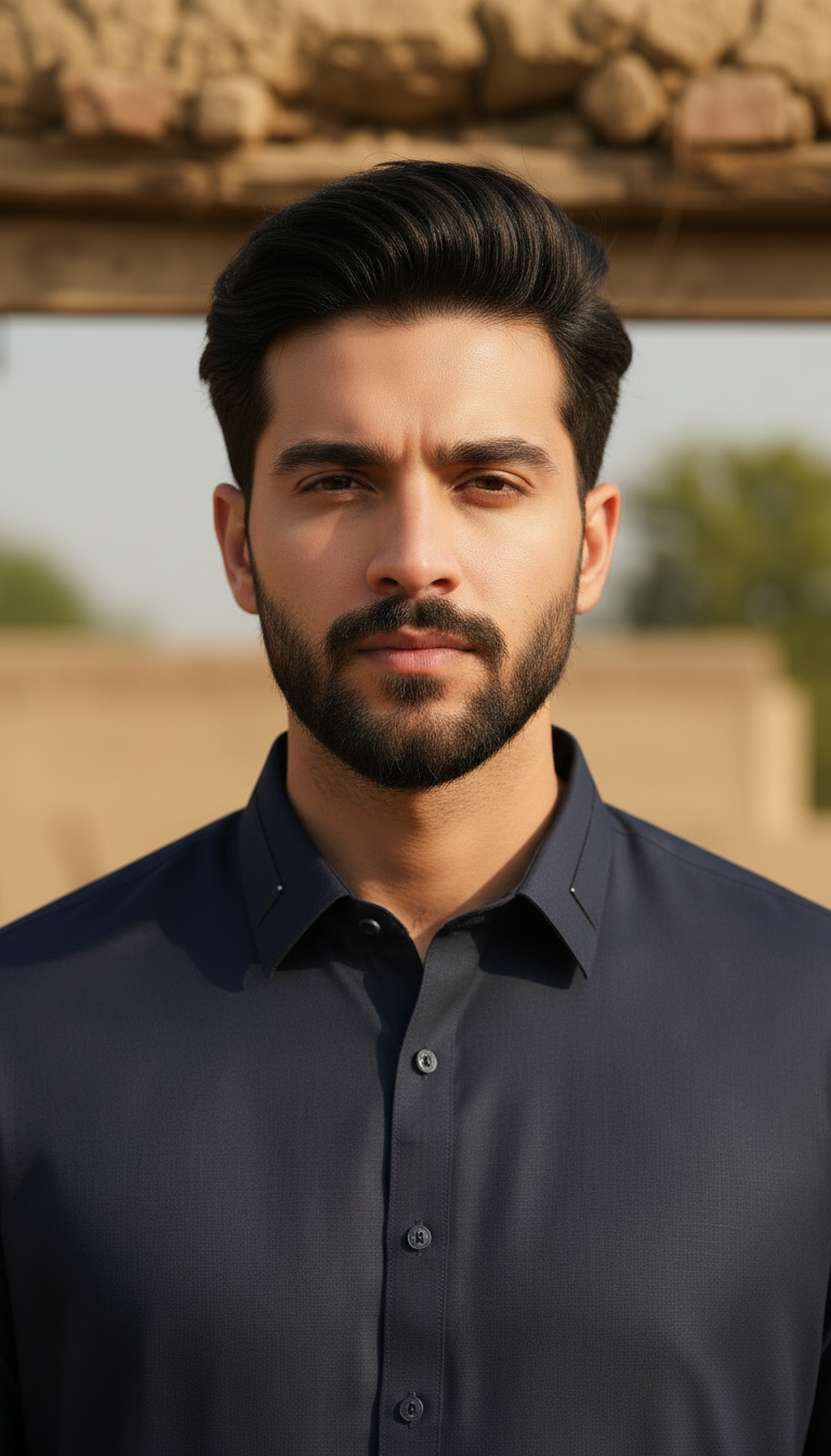 Ally's Navy Blue Wash & Wear Kurta Shalwar– Ready to Wear | MBA1
