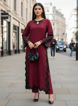 ZWL23 2pc Ready to Wear Embroidered Dhanak Long Dress by Zaiwa
