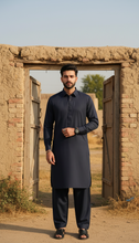 Ally's Navy Blue Wash & Wear Kurta Shalwar– Ready to Wear | MBA1