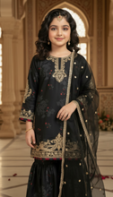 SM4 Sitara by Mohagni 3pc Girls Black Gharara Suit