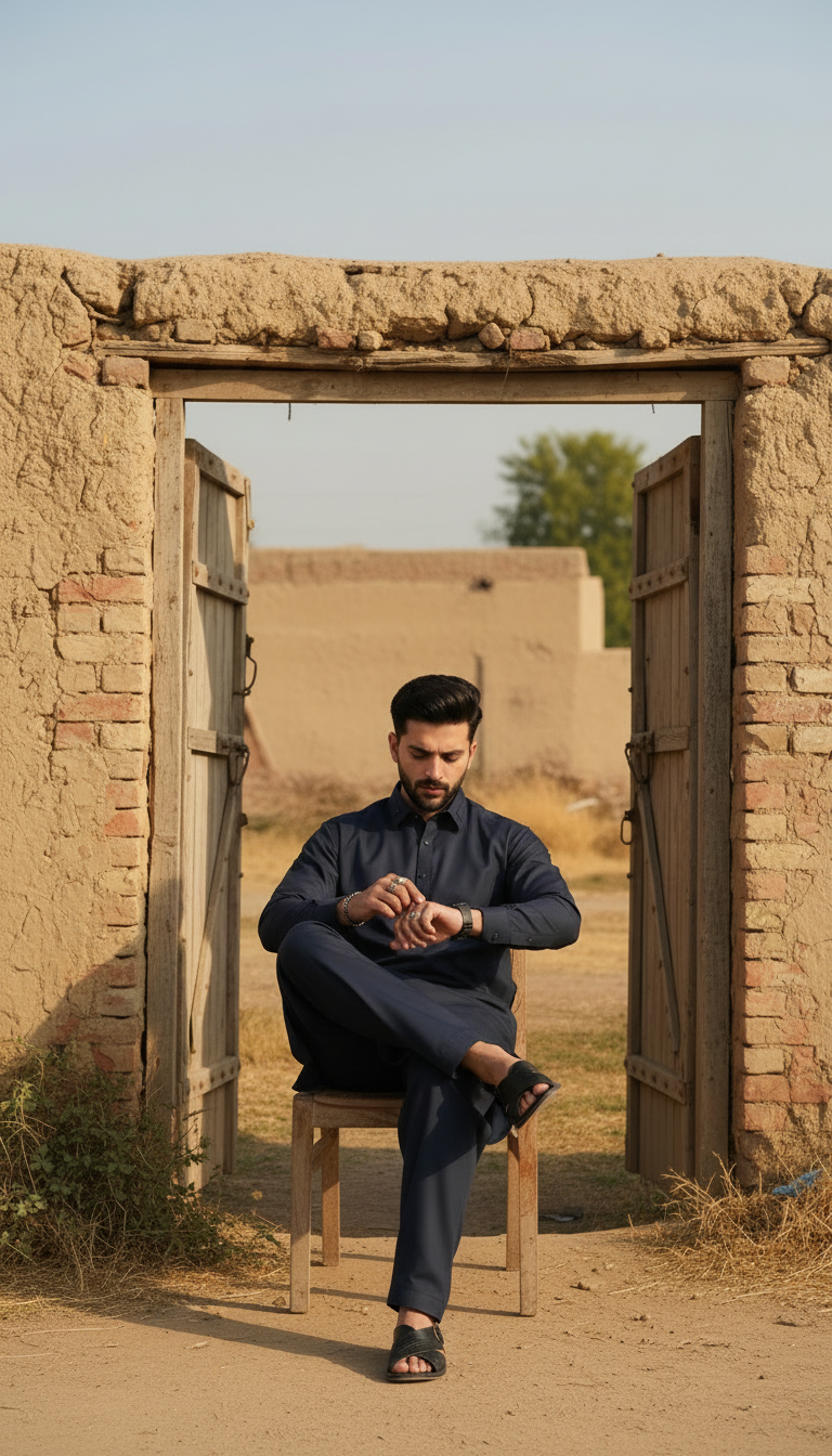 Ally's Navy Blue Wash & Wear Kurta Shalwar– Ready to Wear | MBA1