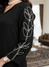 Zaiwa Black Linen Embroidered 2pc Winter Casual Co-Ord Set ZWL18