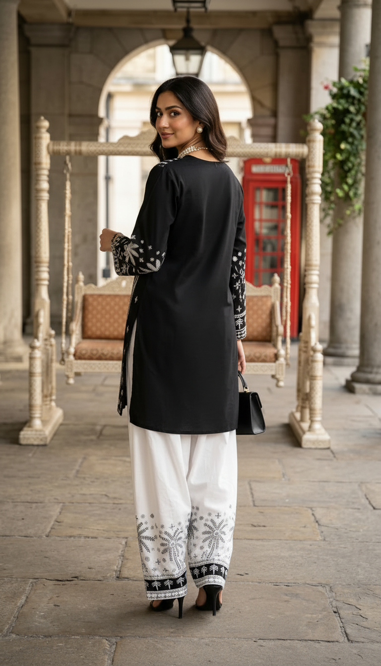 Zaiwa 2pc Embroidered Cotton Farshi Shalwar Suit – DZ2