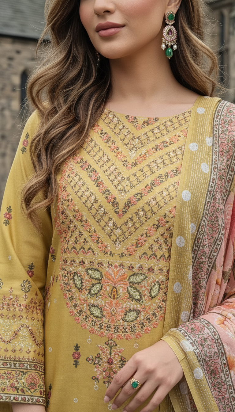 Impulse 3pc Printed Polyester Lawn Suit – IMP24