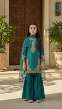 SM6 Sitara by Mohagni 3pc Girls Raw Silk Gharara Suit