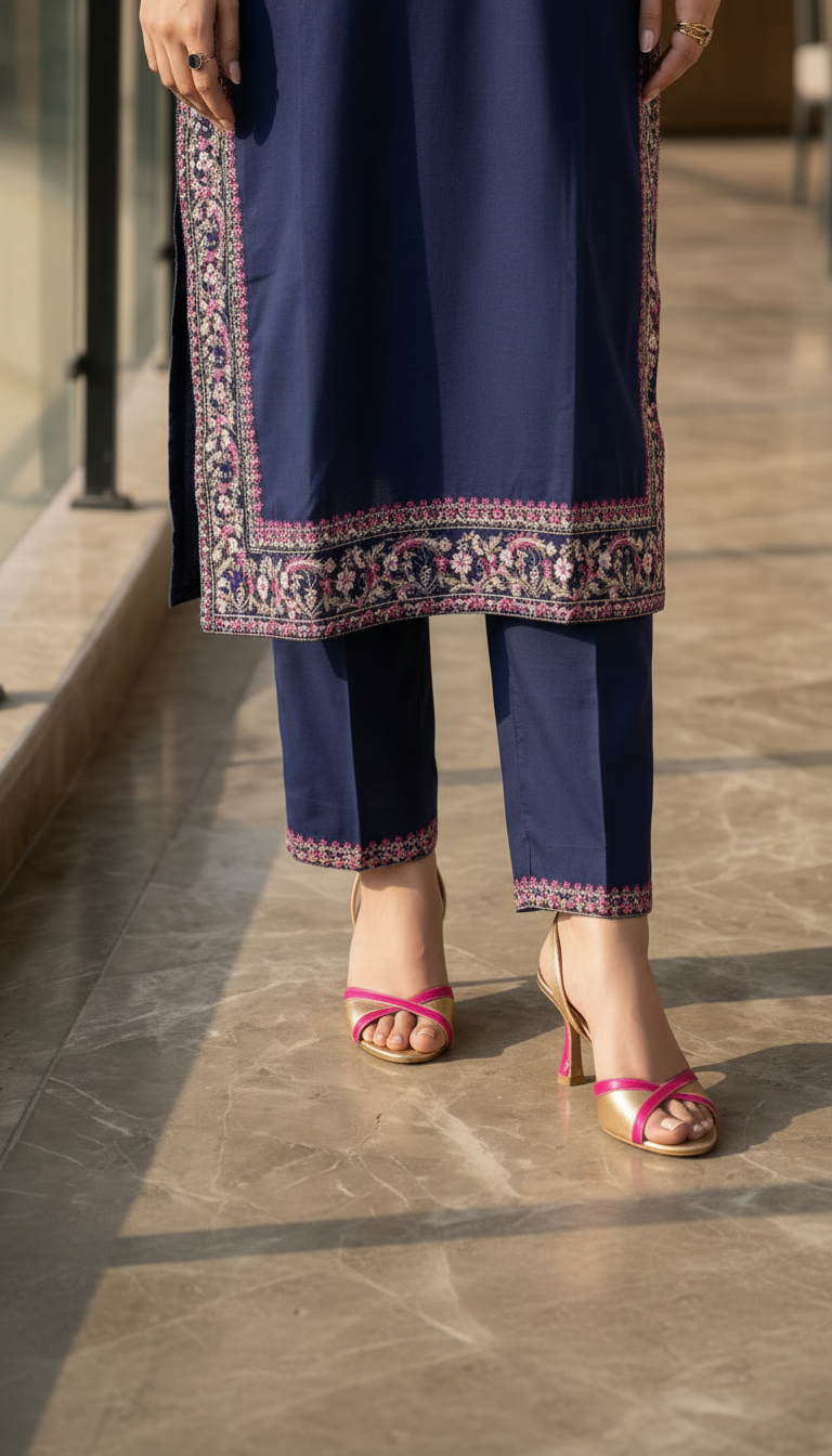 Zaiwa 3pc Embroidered Cotton Pakistani Suit with Monar Dupatta – DZ3