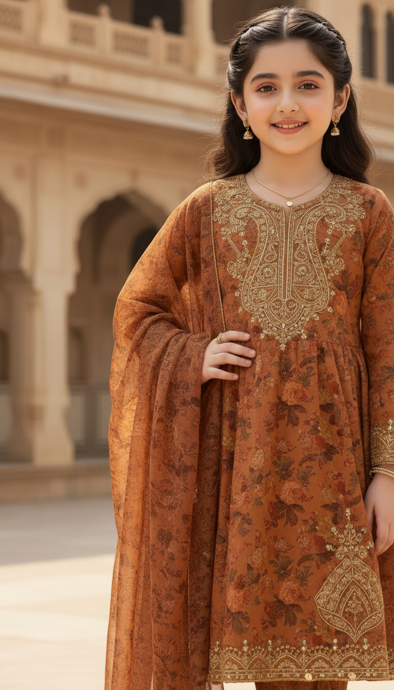 SM7 Sitara by Mohagni 3pc Girls Frock Mirror Work Suit