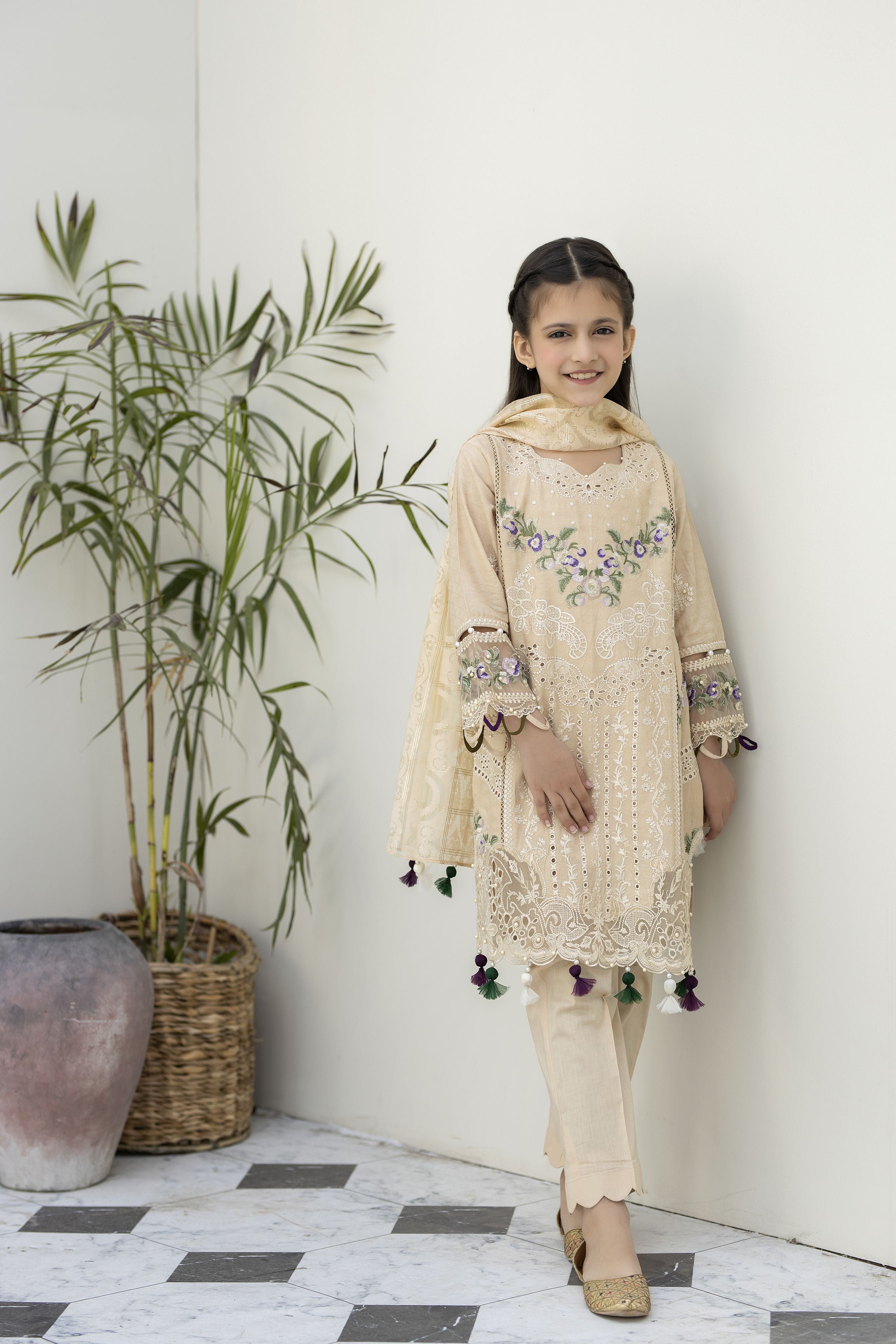 Saffron Jacquard Lawn Girls Collection by Mona SMEG4