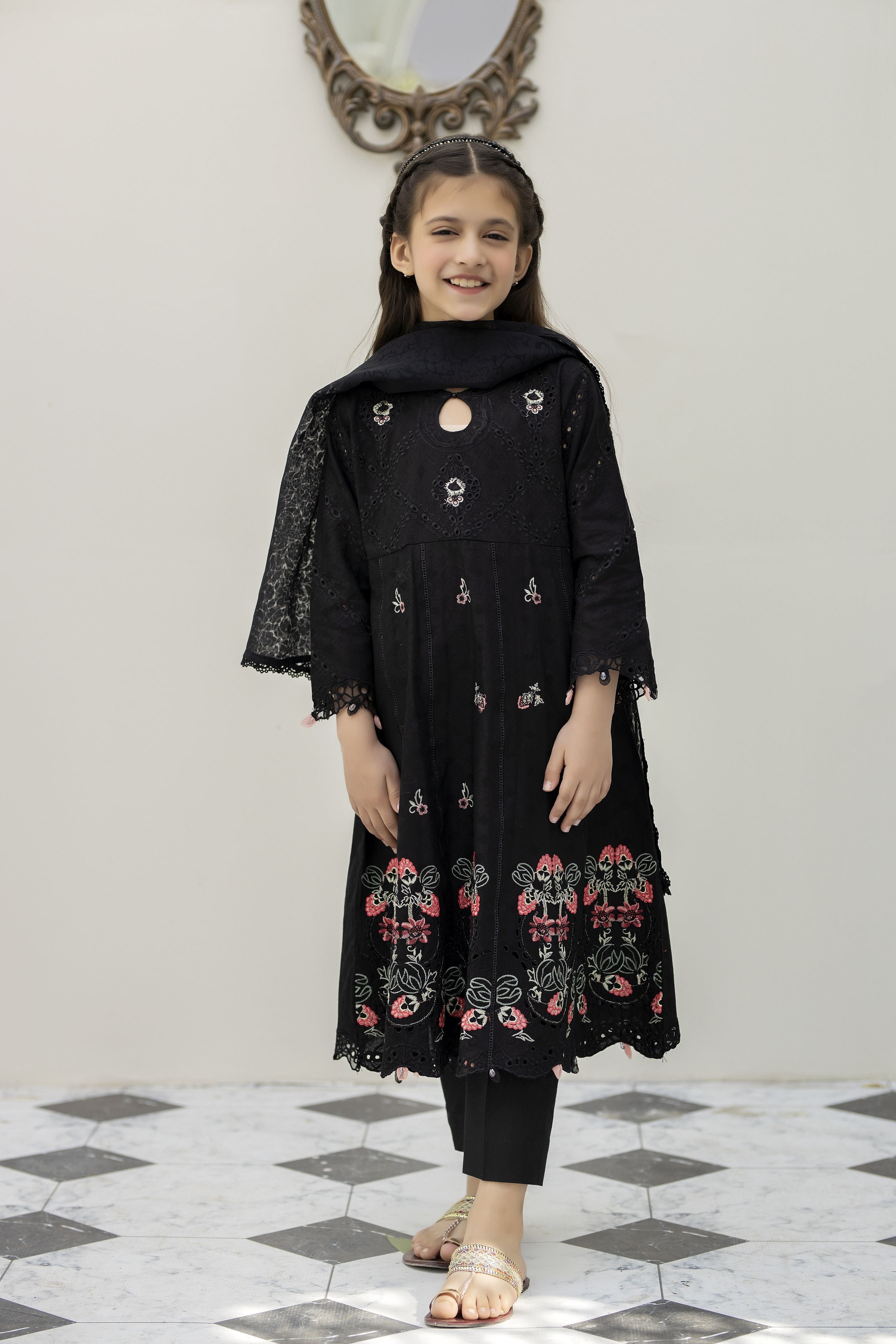 Saffron Jacquard Lawn Girls Collection by Mona SMEG3