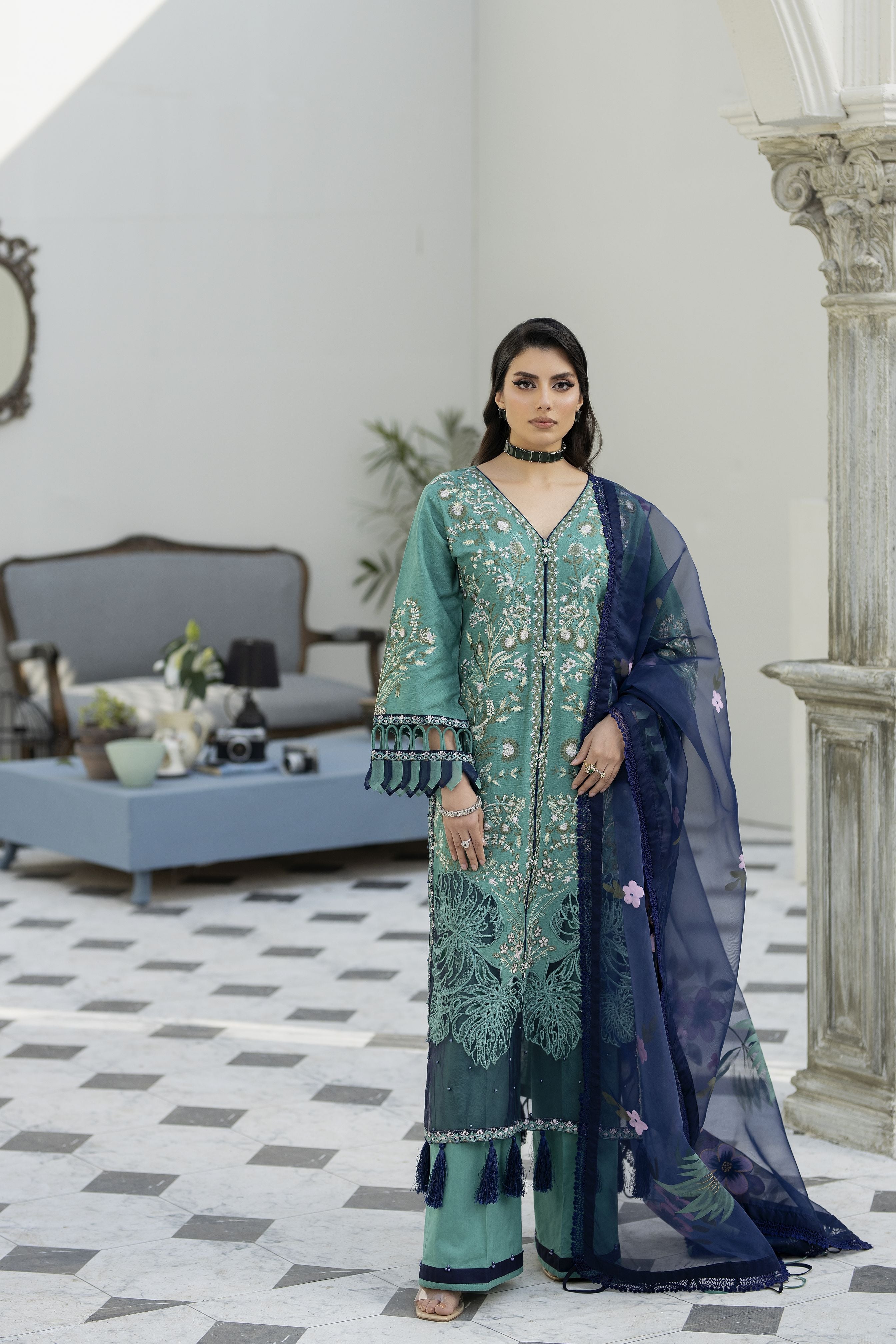 Saffron Jacquard Lawn Collection by Mona SME1