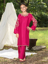 Mini Me by Mona – Pink Spangle Raw Silk 2pc Girls Dress MMM8