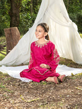 Mini Me by Mona – Pink Spangle Raw Silk 2pc Girls Dress MMM8