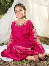 Mini Me by Mona – Pink Spangle Raw Silk 2pc Girls Dress MMM8