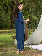 Mini Me by Mona – Navy Spangle Raw Silk 2pc Girls Dress MMM7