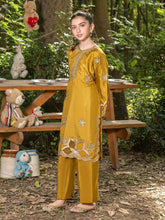 Mini Me by Mona – Mustard Spangle Raw Silk 2pc Girls Dress MMM6