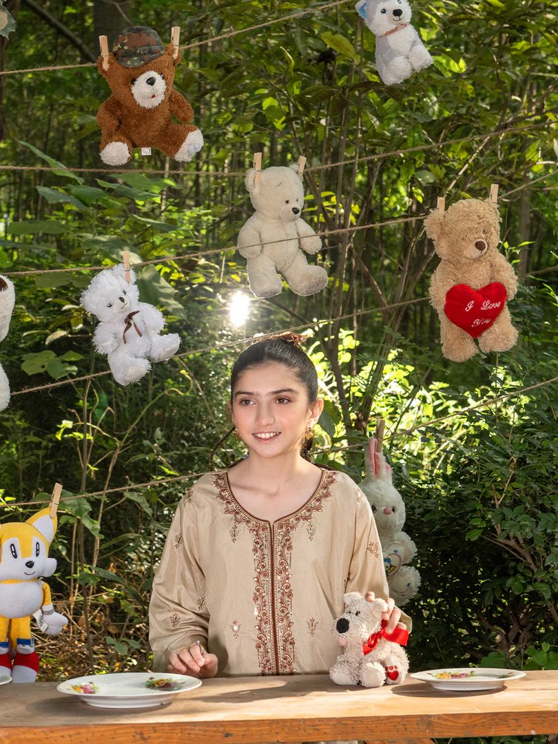 Mini Me by Mona – Champagne Spangle Raw Silk 2pc Girls Dress MMM5