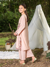 Mini Me by Mona – Peach Spangle Raw Silk 2pc Girls Dress MMM3