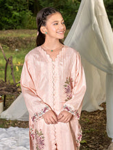 Mini Me by Mona – Peach Spangle Raw Silk 2pc Girls Dress MMM3