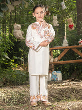 Mini Me by Mona – Ivory Spangle Raw Silk 2pc Girls Dress MMM2