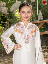 Mini Me by Mona – Ivory Spangle Raw Silk 2pc Girls Dress MMM2