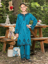 Mini Me by Mona – Teal Spangle Raw Silk 2pc Girls Dress MMM1