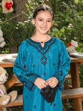 Mini Me by Mona – Teal Spangle Raw Silk 2pc Girls Dress MMM1