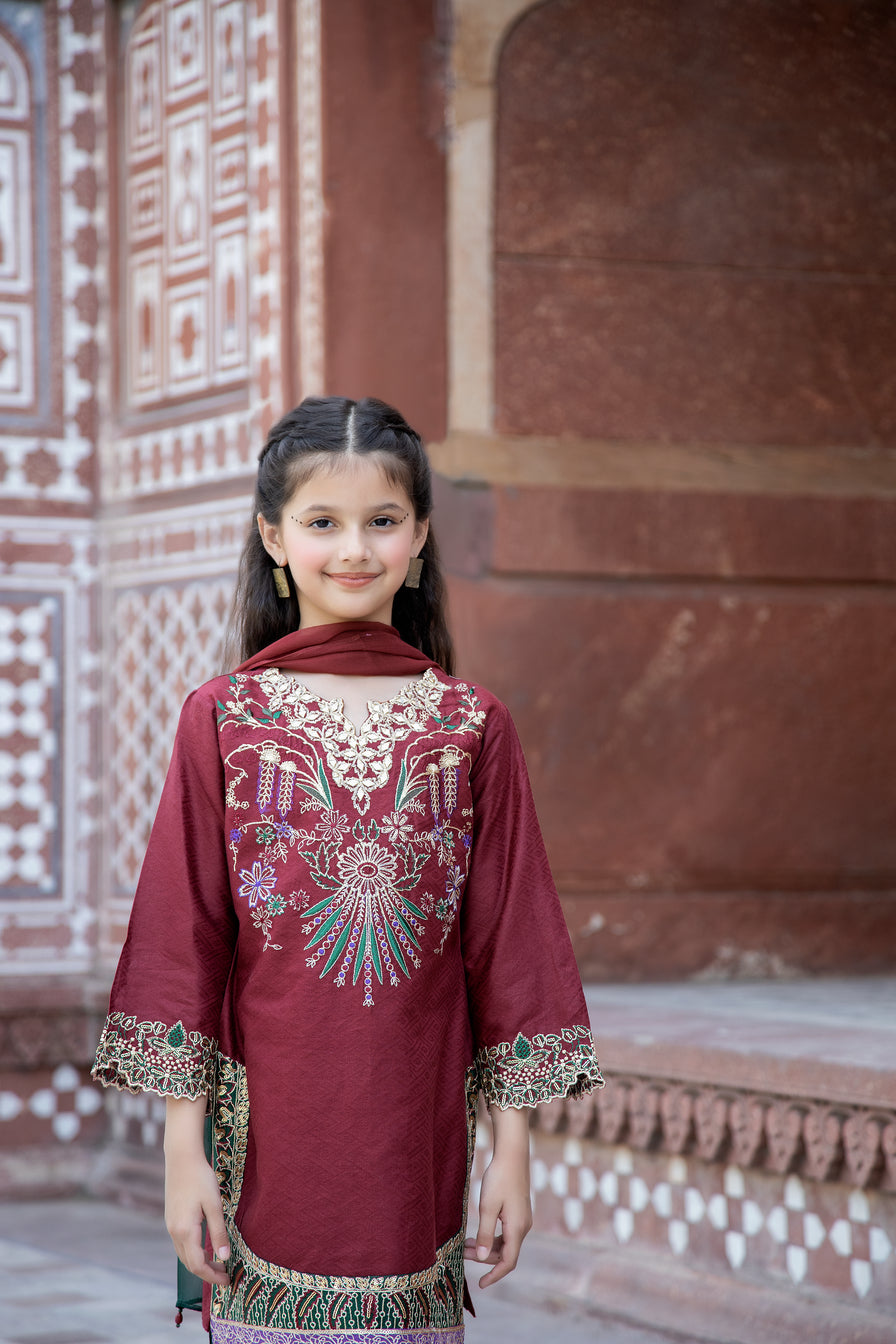 Sakeena Hasan Cotton Jacquard Girls Dress 05