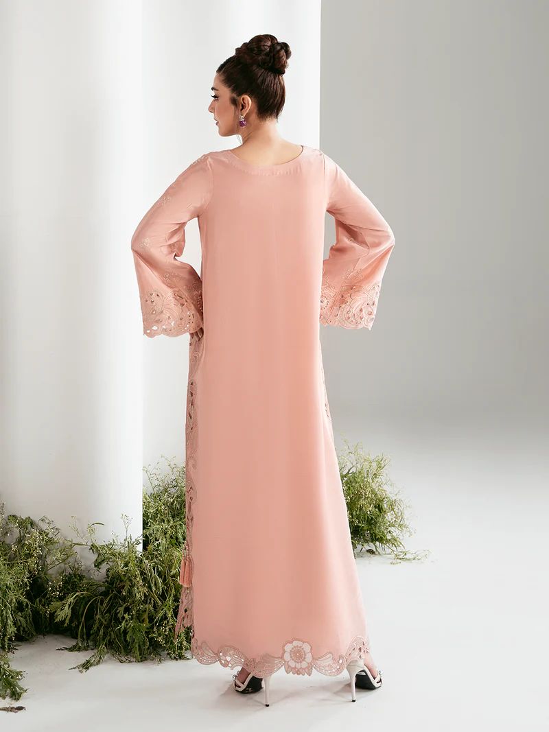 Gulnaar 2pc Hand-Embellished Silk Kaftan Suit