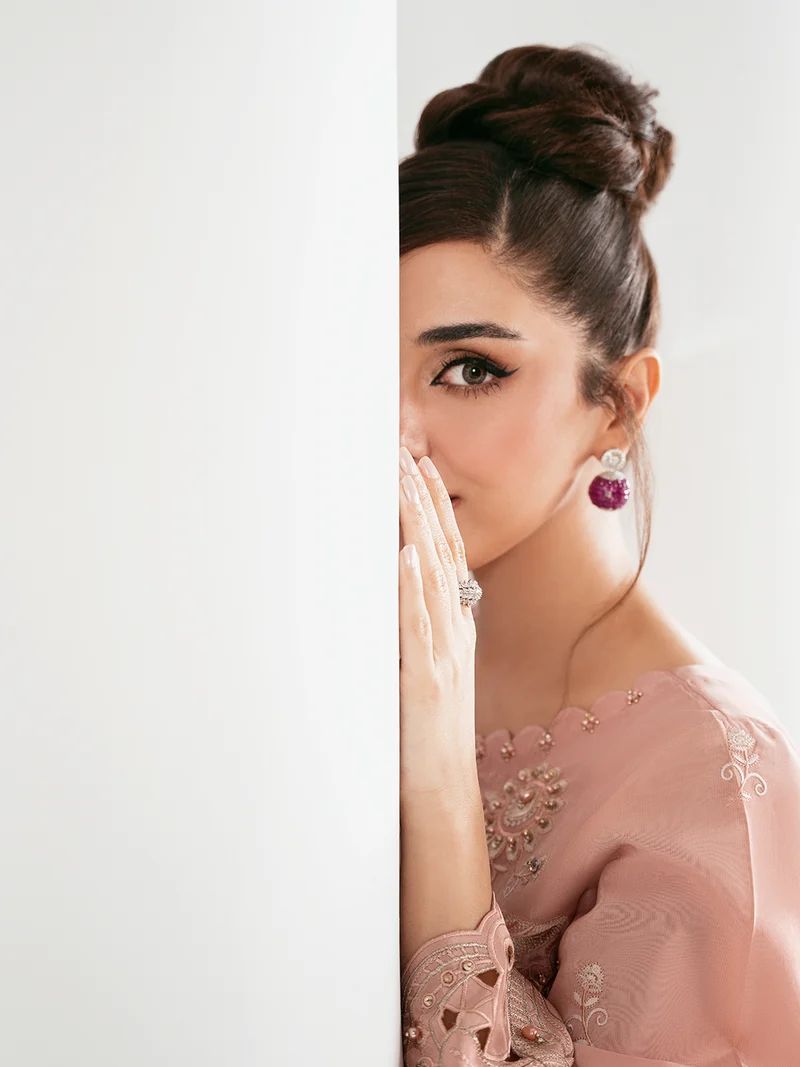 Gulnaar 2pc Hand-Embellished Silk Kaftan Suit