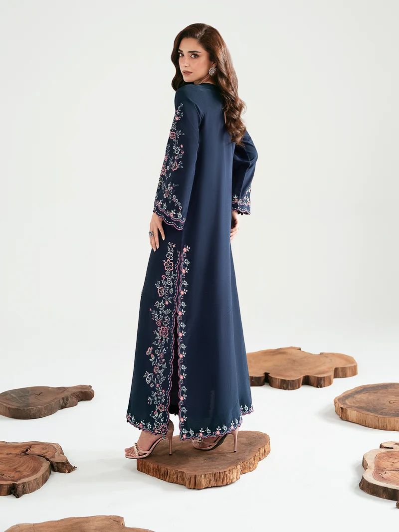 Neelam 2pc Hand-Embellished Silk Kaftan Suit by Ain