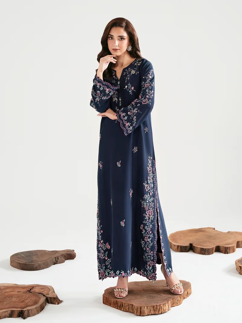 Neelam 2pc Hand-Embellished Silk Kaftan Suit by Ain