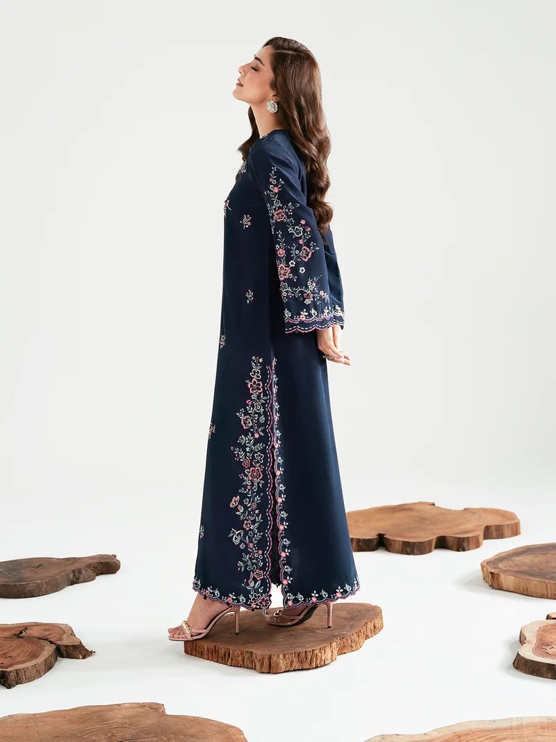 Neelam 2pc Hand-Embellished Silk Kaftan Suit by Ain