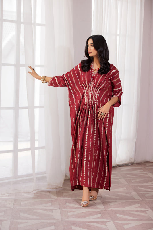 ZAIWA 1pc Embroidered Kaftan 08