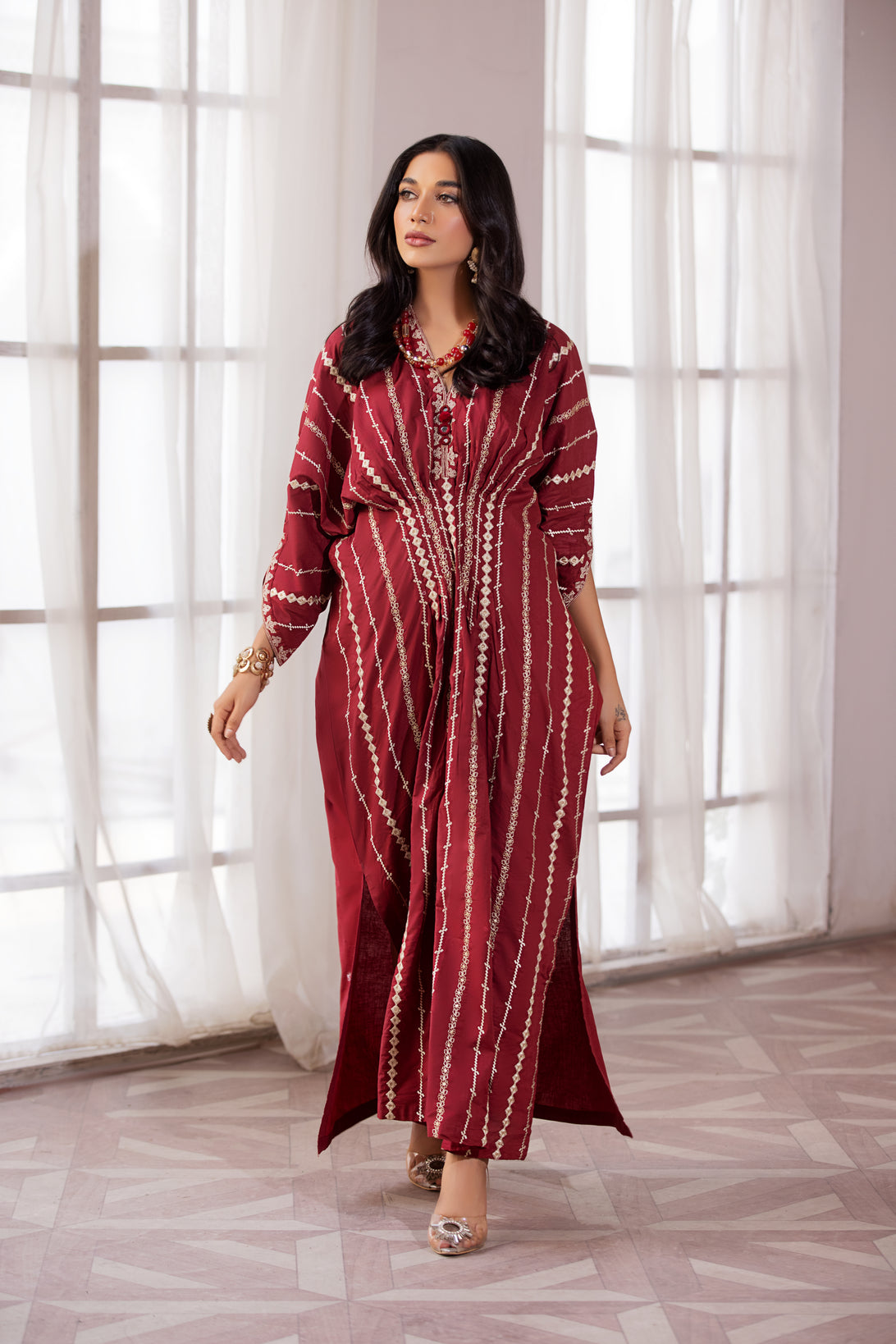 ZAIWA 1pc Embroidered Kaftan 08