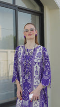 Sakeena Sheen Royal Blue & Ivory Printed Poly Raw Silk 2pc Kaftan – SHH10