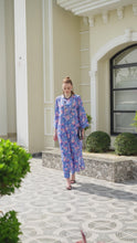 Sakeena Sheen Blue Multicolour Floral Printed Poly Raw Silk 2pc Kaftan – SHH4