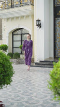 Sakeena Sheen Purple Floral Printed Poly Raw Silk 2pc Kaftan – SHH3