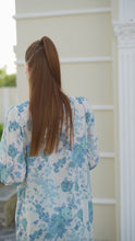 Sakeena Sheen Ivory & Blue Floral Printed Poly Raw Silk 2pc Kaftan – SHH2