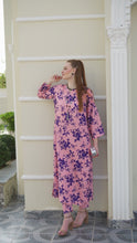 Sakeena Sheen Pink Floral Printed Poly Raw Silk 2pc Kaftan – SHH1