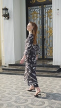 Sakeena Sheen Black & White Botanical Printed Poly Raw Silk 2pc Kaftan – SHH9