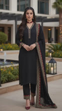 Zaiwa Sway7 3pc Black Embroidered Lawn Suit with Chiffon Dupatta