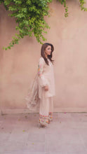 Zaiwa Sway10 3pc Cream Embroidered Lawn Farshi Shalwar Suit