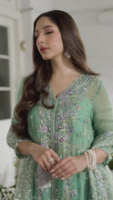 Mushq Ready to Wear Sea Green Embellished Chiffon Formal Suit – MFF2